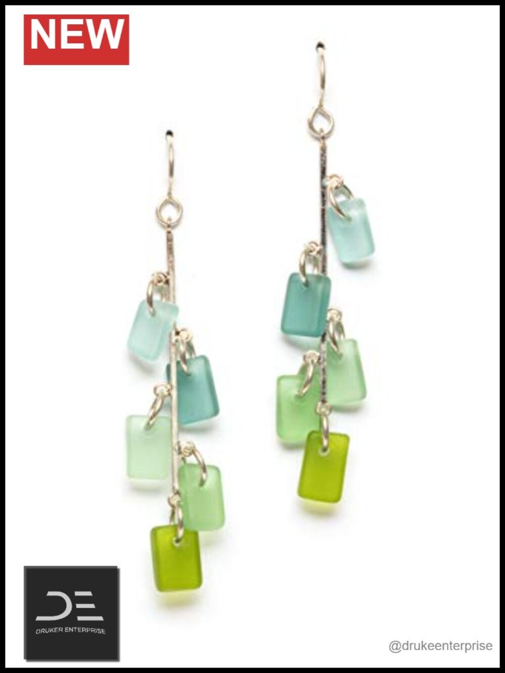 Sterling Silver Sea Glass Drop Earrings French Wire Handmade Statement